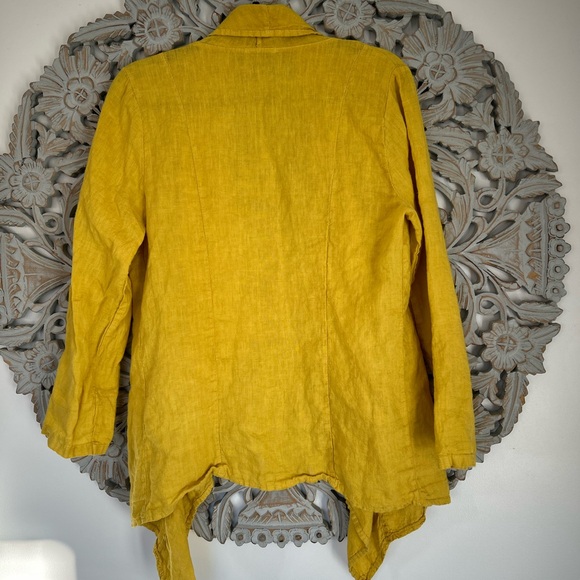 Lungo L'Arno yellow linen cardigan size medium - Picture 4 of 5